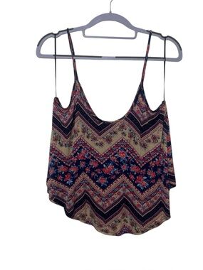 Deb Floral Chevron Spaghetti Strap Cropped Tank Top